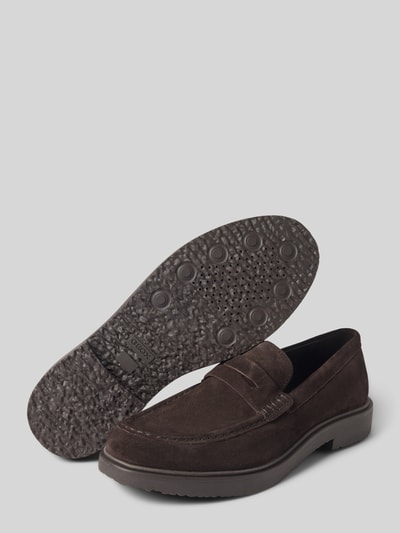 Geox Loafers van leer, model 'MASSIMIANO' Donkerbruin - 4