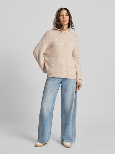 Marc O'Polo Regular fit gebreide hoodie met alpaca en scheerwol Offwhite - 1