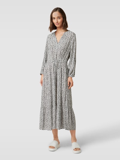 Tom Tailor Midi-jurk van viscose met all-over motief Lichtgrijs - 4