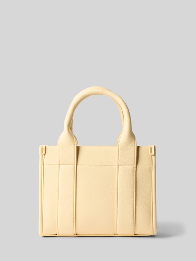 Produktfoto, Handtasche mit Tragehenkel Modell 'MELOY MINI TOTE' von Seidenfelt in Beige mit Hauptfach, Reißverschluss, Label-Detail, Tragehenkel, Maße 20x16x8 cm, Schulterriemen 108 cm, strukturierte Oberfläche und klare Linien