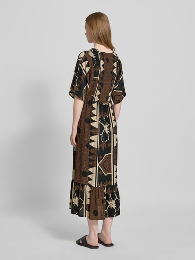 Soyaconcept Midikleid aus Viskose mit V-Ausschnitt Modell 'ROSALIE' Mittelbraun 5