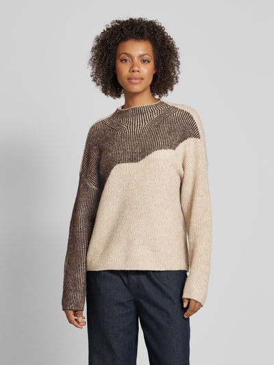 Vila Gebreide pullover met geribde ronde hals, model 'KARLA' Hazelnoot - 4