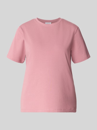 Produktfoto, T-Shirt mit Rundhalsausschnitt Modell 'NORA' von VILA aus Baumwoll-Elasthan-Mix, Regular-Fit, Farbe Rosa, Rückenlänge 60 cm bei Größe S