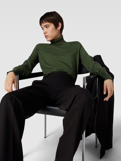 Jake*s Collection Rollkragenpullover aus Viskose-Mix im unifarbenen Design Dunkelgruen 3