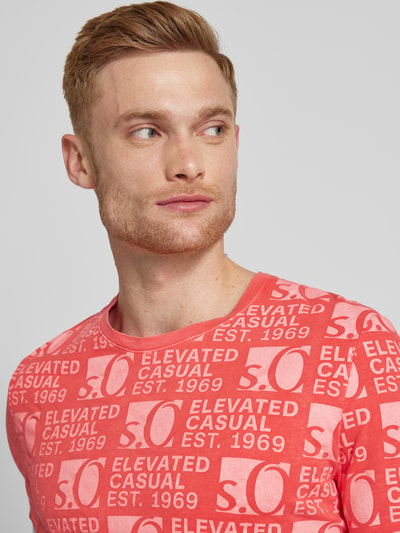 s.Oliver RED LABEL T-shirt met all-over labelprint Koraal - 3