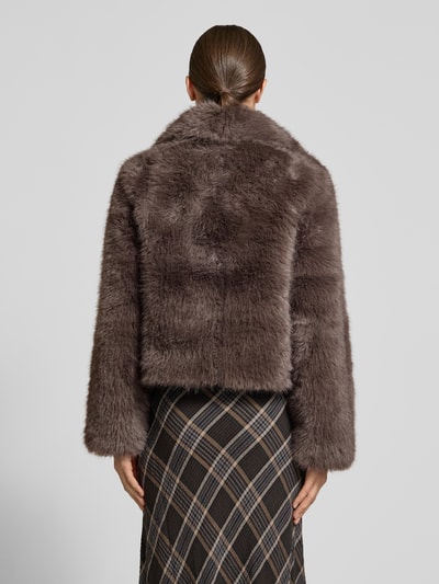 COMMA Jacke aus Kunstfell mit Umlegekragen Dunkelbraun 5
