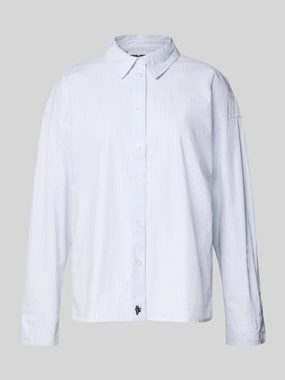 Review Regular fit overhemdblouse met labelstitching Bleu - 2