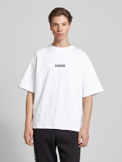 REVIEW T-shirt met labelprint en ronde hals Wit - 4