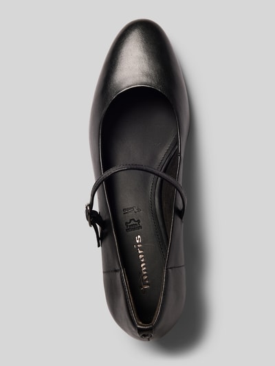 Produktfoto, zwarte pumps uit echt rundleer van Tamaris met glanzende textuur en afgeronde vormen, Dames Pumps van Tamaris