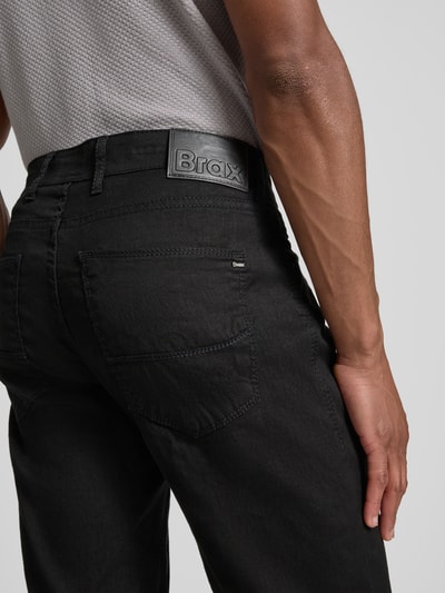 Brax Regular fit linnen broek in 5-pocketmodel, model 'CADIZ' Zwart - 3