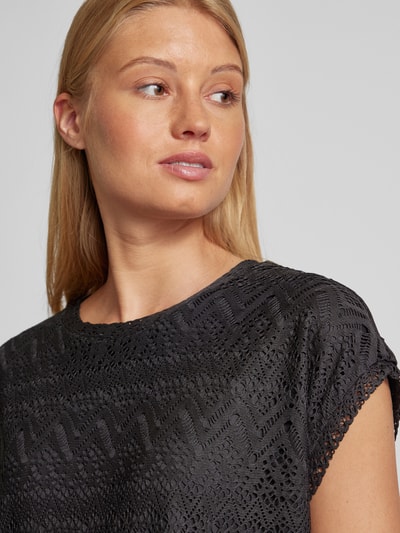 Vero Moda T-shirt met ajourpatroon, model 'MAYA' Zwart - 3