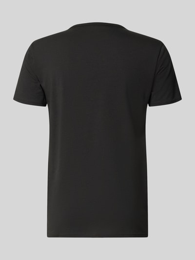 Produktfoto, Slim Fit T-Shirt Set aus Baumwoll-Mix im 3er-Pack von Tommy Hilfiger, Optik: Unifarben, Passform: Slim-Fit, V-Ausschnitt, Ärmelform: Kurzarm, Multipack: 3er-Pack, Materialverarbeitung: Jersey, Material: Baumwoll-Mix, für Herren, glatte Textur, schlichte gerade Form, schwarze Farbe.