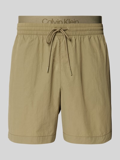 Calvin Klein Underwear Spodenki kąpielowe o kroju regular fit z efektem dwóch warstw Khaki 1