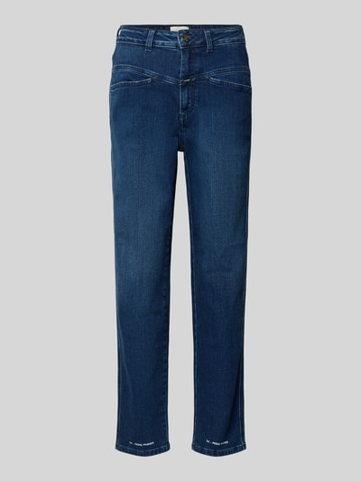 Produktfoto, Straight Fit Jeans aus Baumwoll-Mix Modell 'PEDAL PUSHER' von Closed, dunkelblau, Eingriff- und Gesäßtaschen, verkürzte Passform, Statement-Prints, sichtbare Struktur
