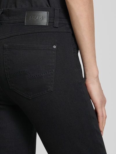 Angels Korte jeans met labelpatch, model 'Ornella' Zwart - 3