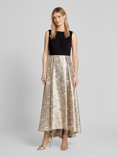 Christian Berg Cocktail Abendkleid mit Kellerfalten Gold Melange 4