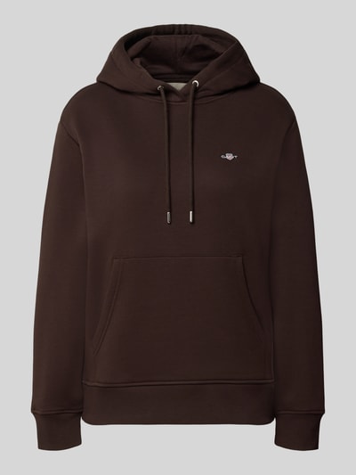 GANT Regular Fit Hoodie aus Baumwoll-Mix Dunkelbraun 1