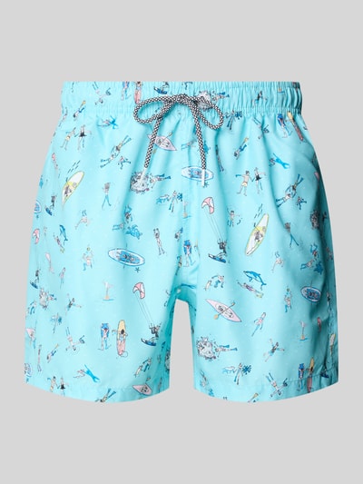 BOARDIES Badehose mit elastischem Bund Modell 'Sea Folk' Helltuerkis 1