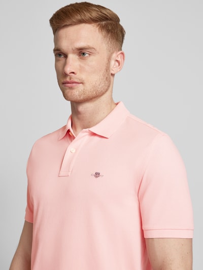 Gant Regular fit poloshirt met labelstitching, model 'SHIELD' Felroze - 3