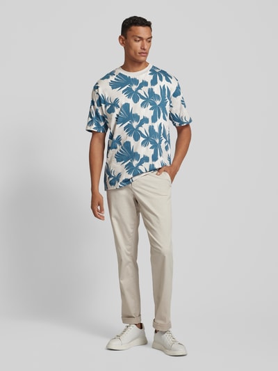 MCNEAL T-shirt met all-over bloemenprint Petrol - 1