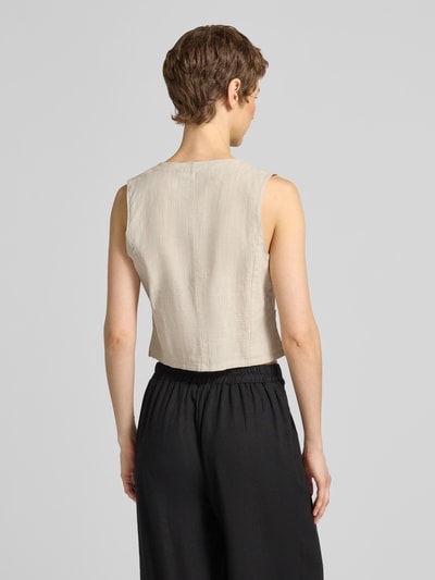 VERO MODA Regular Fit Leinenweste aus Baumwoll-Leinen-Mix Modell 'CAIA' Beige 5