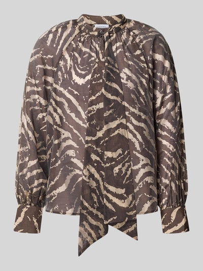 Produktfoto, Schluppenbluse mit Raglanärmeln von COMMA im semitransparenten Zebra-Look, Braun- und Beigetöne, Regular Fit, 60 cm Rückenlänge