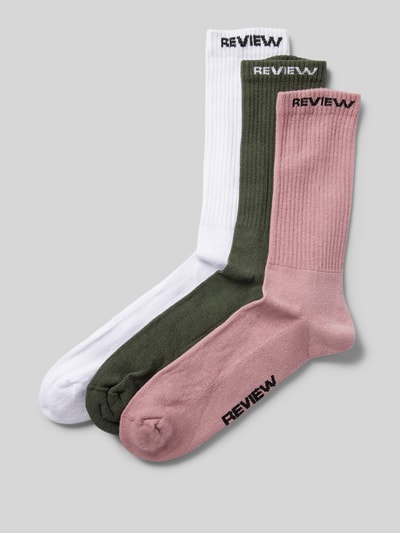 REVIEW Socken mit Label-Print im 3er-Pack Oliv 1