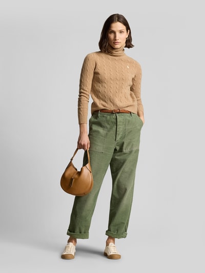 Polo Ralph Lauren Sweter z golfem o kroju regular fit z mieszanki wełny i kaszmiru Camel melanż 1
