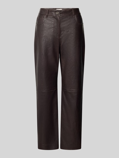 Weekend Max Mara Lederhose aus Lammnappa Dunkelbraun 1