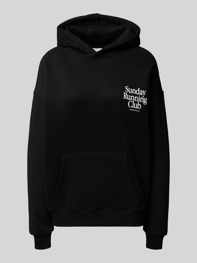 ANOTHER COTTON LAB Hoodie aus Escorial Woll-Mix mit Statement-Print Black 2