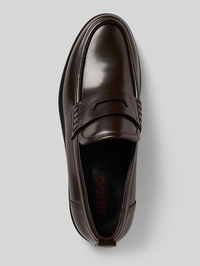 HUGO Loafer aus Leder mit Pennyloafer-Bündchen Modell 'VARIAN' Dunkelbraun 3