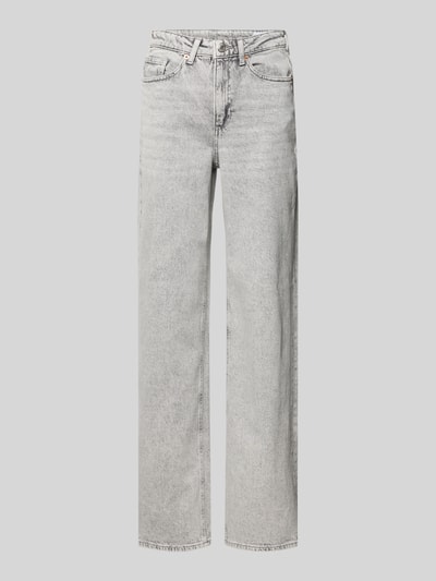 Produktfoto, Wide Leg Jeans aus Baumwoll-Mix Modell 'TESSA' van Vero Moda, look: effen, pasvorm: wide leg, high waist, labelstitching, labelpatch, gürtelschlaufen, knoop- en ritssluiting, 5-pocketmodel, materiaalverwerking: denim, katoenmix.
