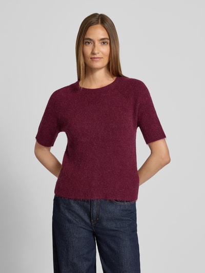 Rich & Royal Sweter z dzianiny z prążkowanymi wykończeniami Bordowy 4