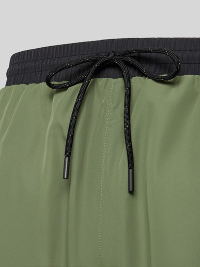 Produktfoto, Badeshorts mit Kontrast-Logo Modell 'STARFISH' van BOSS, look: effen, labelprint, contrastnaad, tunnelkoord, elastische boord, zijsteekzakken, achterzak