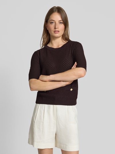 More & More Regular Fit Strickshirt mit Rundhalsausschnitt und 1/2-Arm Schoko 4