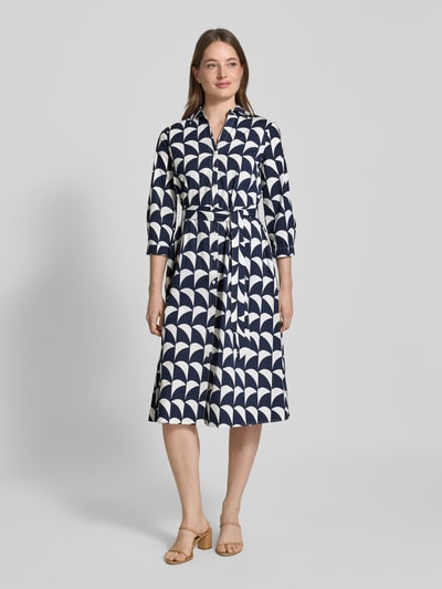 More & More Midi-jurk met strikceintuur Marineblauw - 4