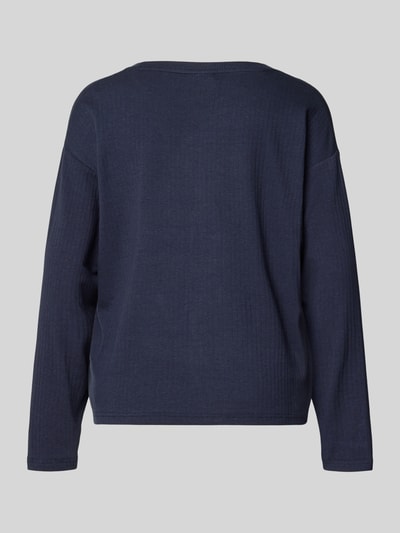 CCDK Copenhagen Pyjamabovendeel met geribde ronde hals, model 'Anna' Donkerblauw - 3