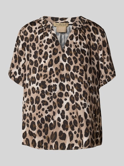 Smith and Soul Bluzka o kroju regular fit z wiskozy z dekoltem w serek Beżowy 2