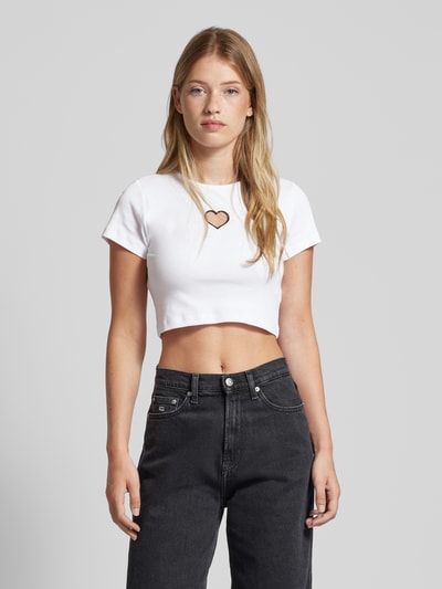 Noisy May Cropped T-Shirt mit Cut Out Modell 'STINE' Weiss 4