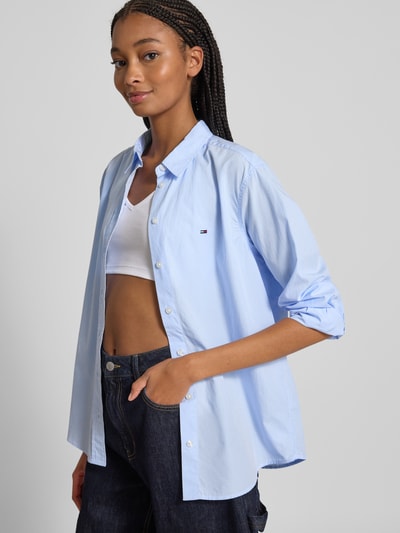 Tommy Jeans Bluzka z długim rękawem o kroju comfort fit z bawełny Jasnoniebieski 3