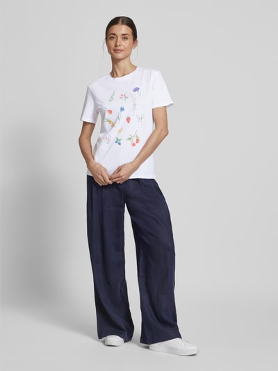 Jake*s Casual T-Shirt mit Motiv-Prints Weiss 1