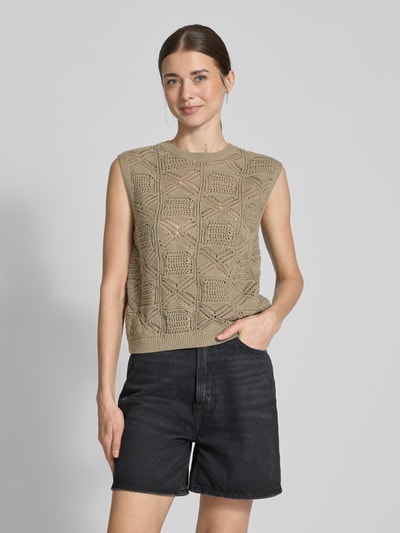 Jake*s Casual Top z dzianiny o kroju regular fit z okrągłym dekoltem Limonkowy 4