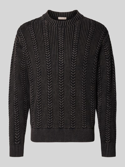 Produktfoto, Regular Fit Pullover aus reiner Baumwolle Modell 'WAYNE' von Redefined Rebel, schwarze Strick-Optik, neutrale Struktur.