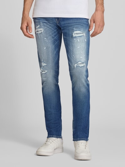 Replay Slim Fit Jeans im Used-Look Modell 'Anbass' Dunkelblau 4