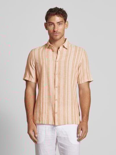 Casual Friday Regular Fit Leinenhemd mit 1/2-Arm Modell 'LINCON' Orange 4