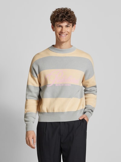 PROHIBITED Gebreide pullover met labelprint Lichtgrijs - 4