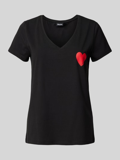 Pieces T-Shirt mit Motiv- und Statement-Print Black 2