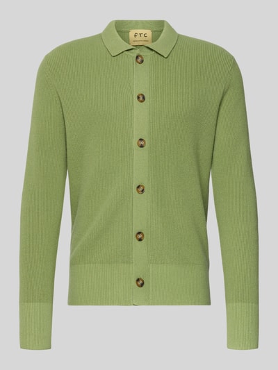 Produktfoto, Regular Fit Strickjacke mit Kaschmir-Anteil von FTC-Cashmere, zielony, dzianina, krój regular fit, kołnierzyk, bawełna z domieszką kaszmiru, długość tyłu w rozmiarze 50: 71 cm, długość rękawa: 68 cm, elastyczne wykończenia, pełny zamek na guziki