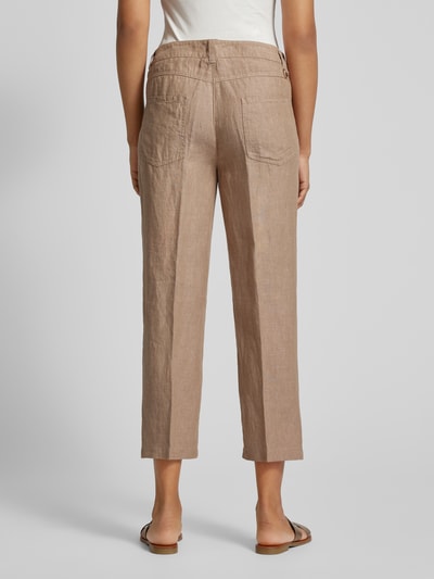 MAC Spodnie lniane o skróconym kroju regular fit model ‘Nora’ Beżowy melanż 5