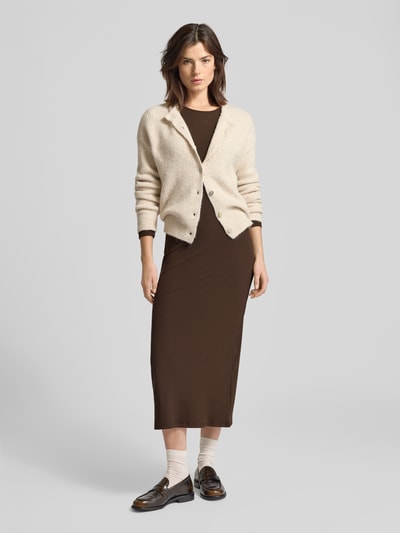 VILLA SOPHIE Maxikleid mit Label-Stitching Modell 'MALI' Dunkelbraun 1